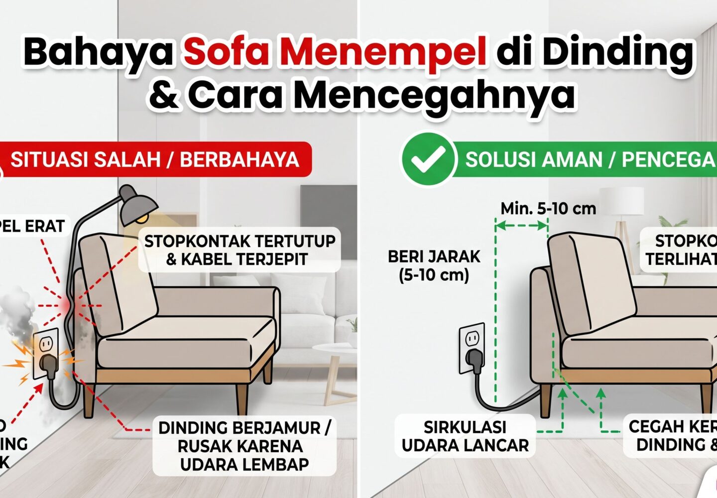 Bahaya Sofa Menempel Dinding