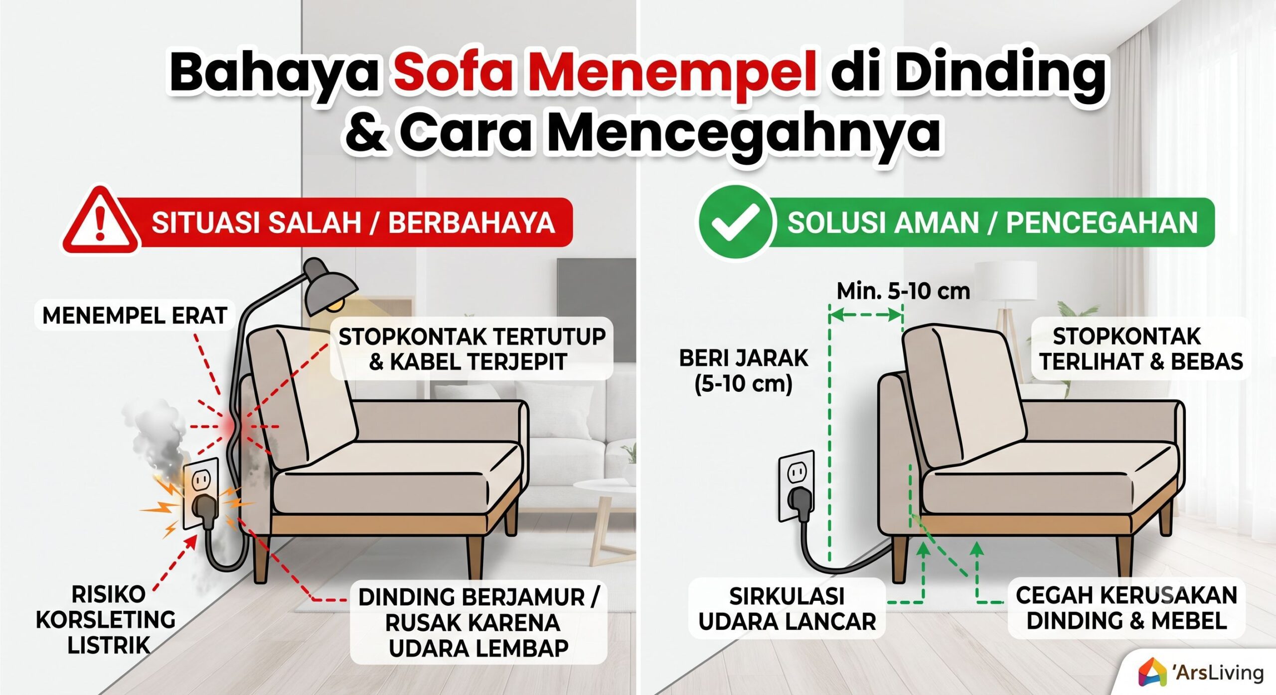 Bahaya Sofa Menempel Dinding