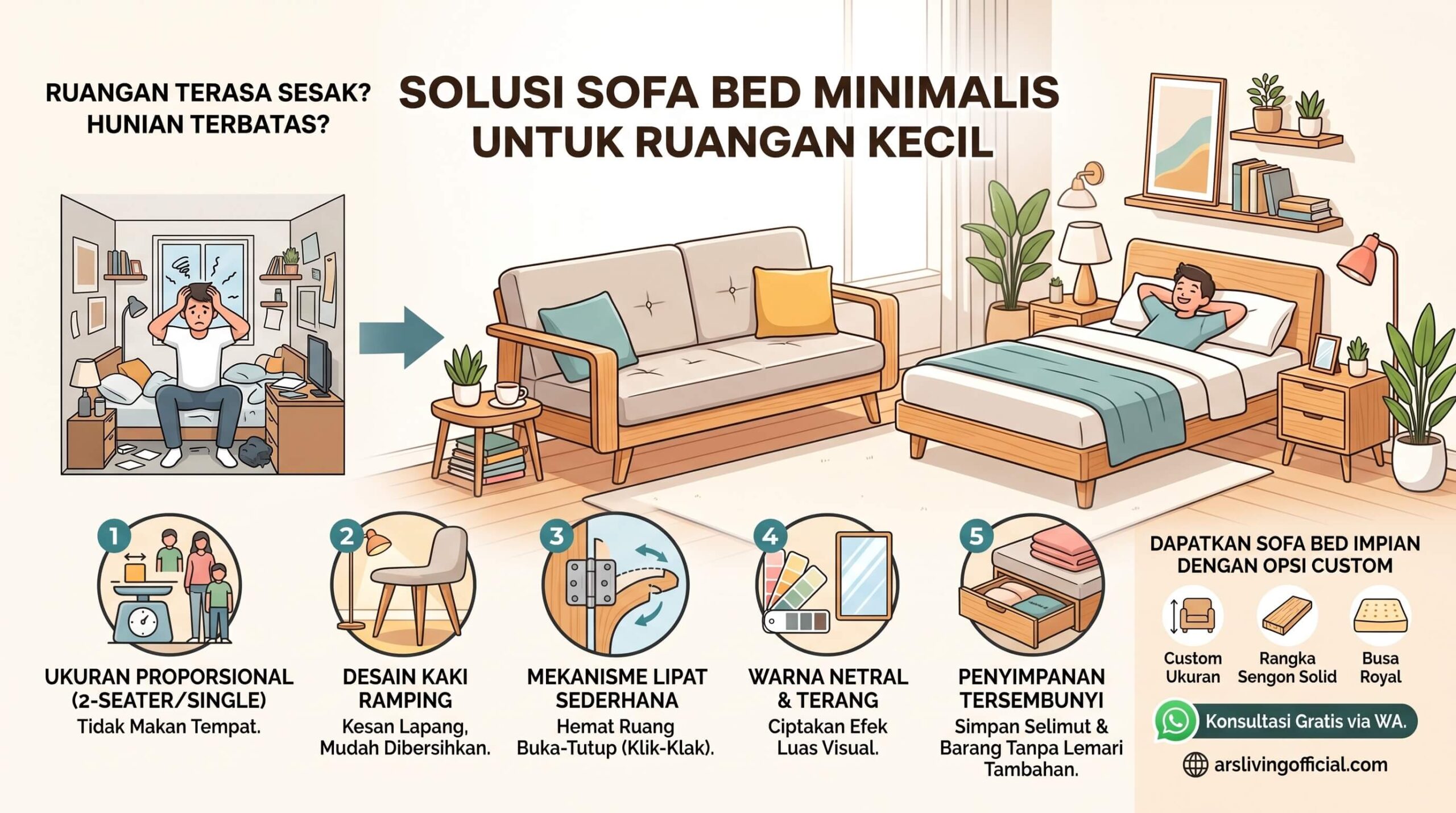 Sofa Bed Minimalis untuk Ruangan Kecil Terbaik