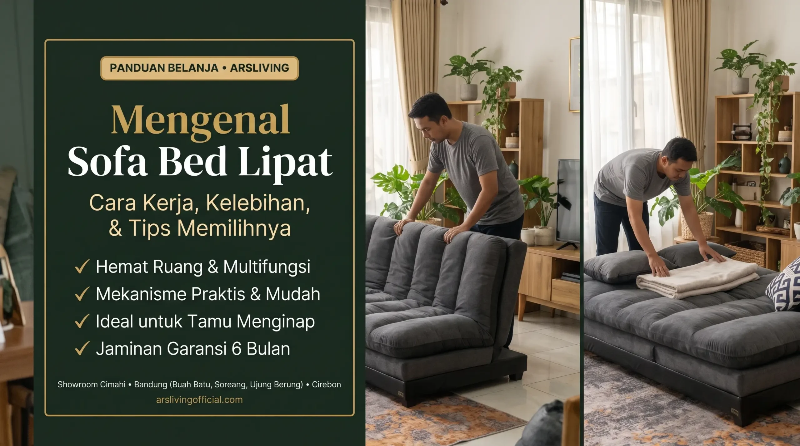 Mengenal sofa bed lipat dari cara kerja kelebihan dan tips memilih untuk solusi praktis hemat ruang arsliving