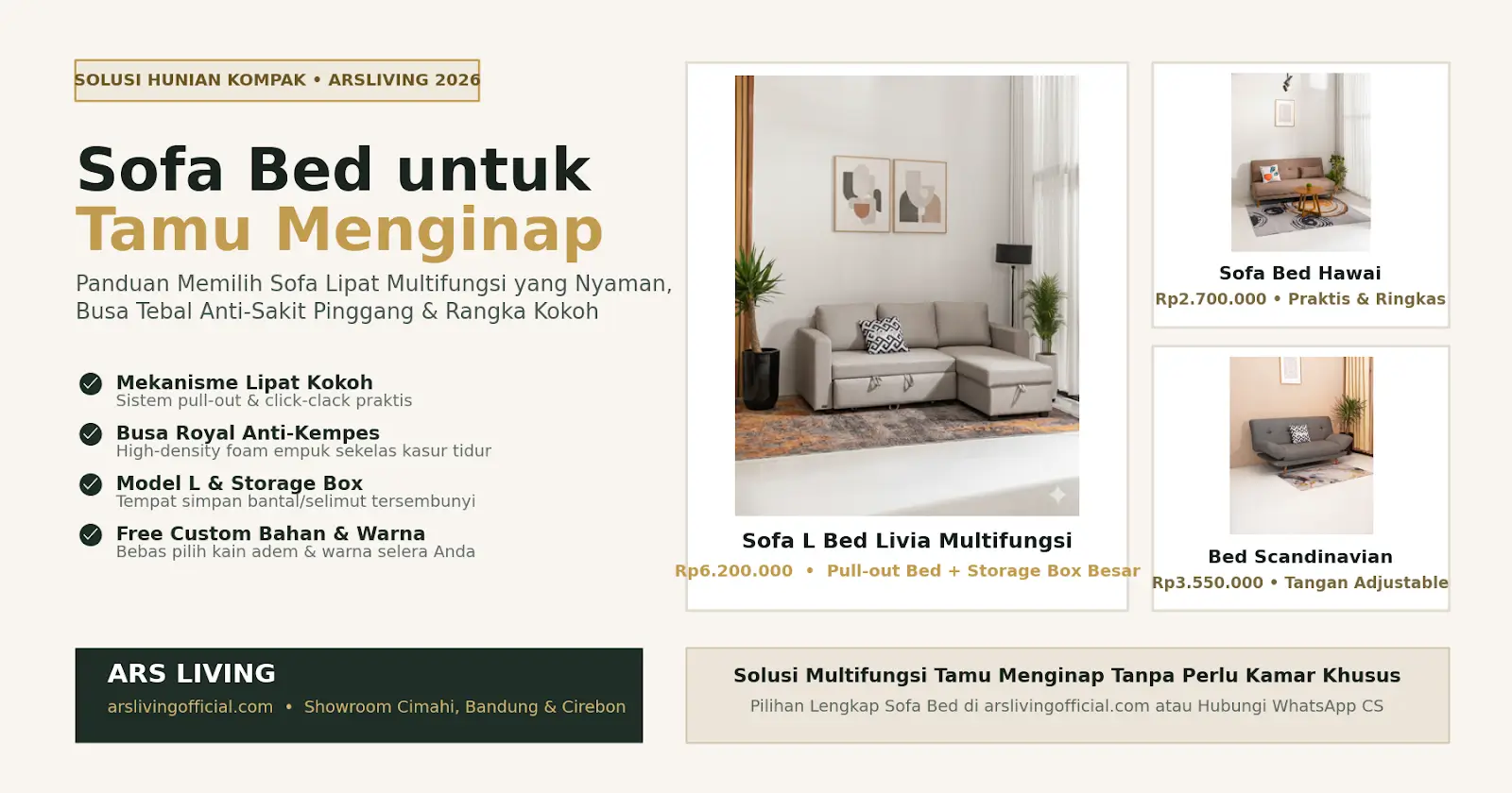 Panduan memilih sofa bed untuk tamu menginap yang nyaman dan awet arsliving