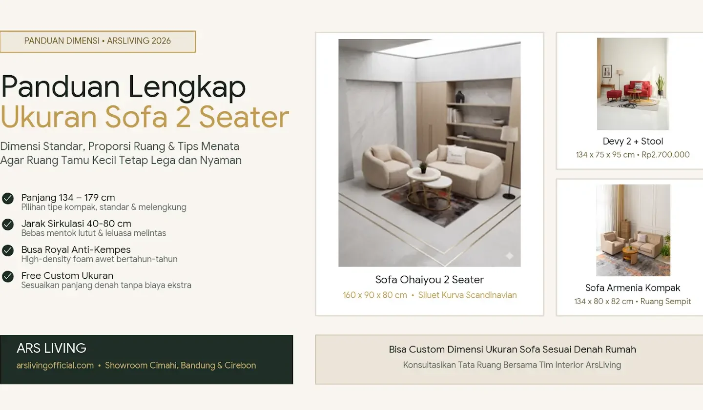 Panduan lengkap ukuran sofa 2 seater standar dan minimalis arsliving