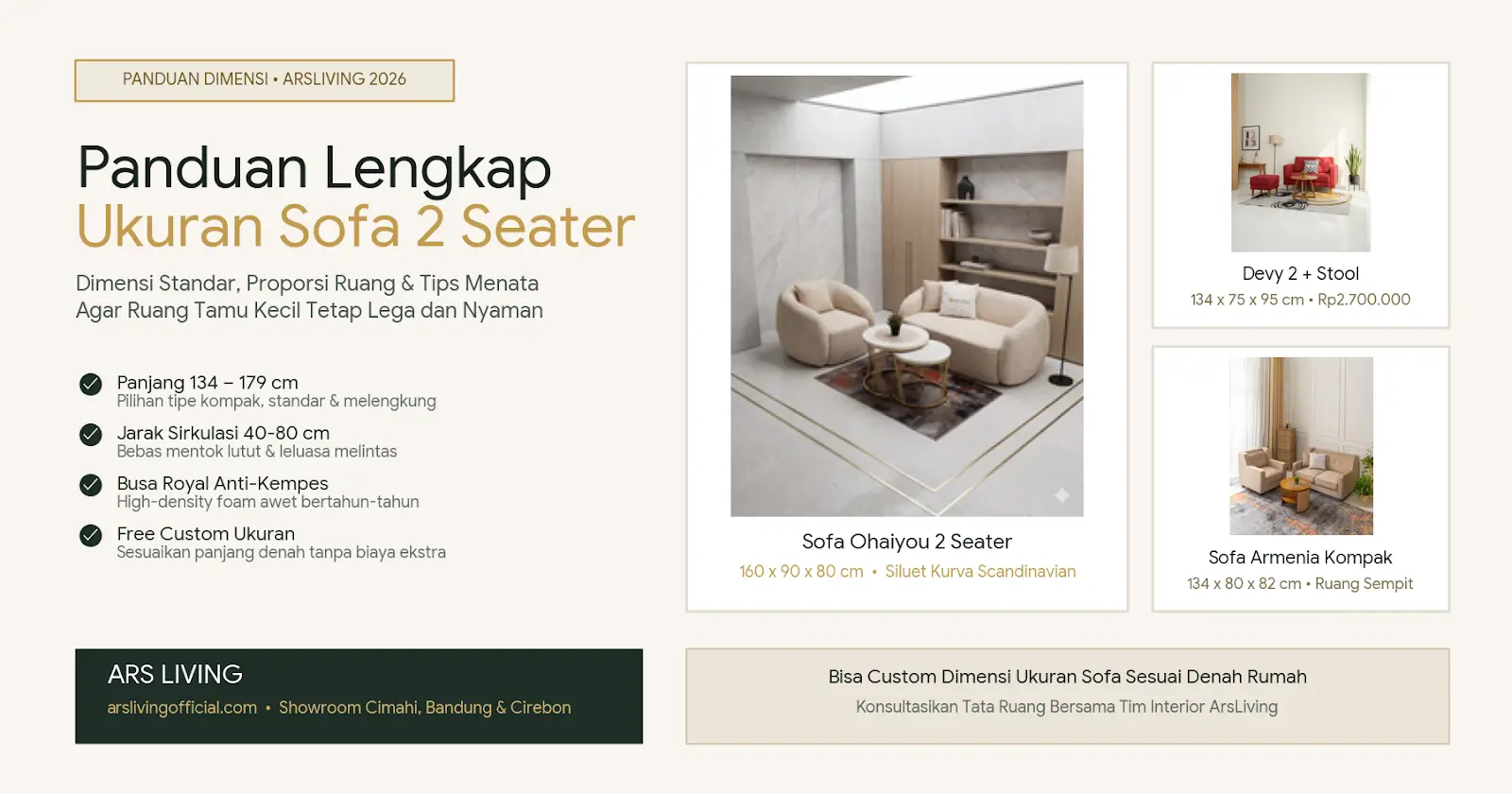 Panduan lengkap ukuran sofa 2 seater standar dan minimalis arsliving